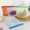 1000ml Silicone Food Storage Bag Reusable Stand Up Ziplock Airtight Leakproof Freezer Containers Fridge Drawer Veggie Meat Fresh Bags Wraps JY0919