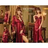 Women's Sleepwear Women Nightgown Dressing Gown Pajamas Set Short Silk Satin Pattern Floral Underwear Long Sleeve Comfortable At Home Can Be