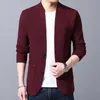 Camisola Cardigan Homens de lãs Única peito simples de cor sólida estilo solto malha jaqueta casaco asiático tamanho M-4XL 211008