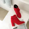 Tambie rotonde di punta di punta di punta di punta con tacco nudo rosso nudo a tacco corto da donne caviglie scarpe da prua con oversize 50 51 52 botte 356 922