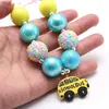 fashion baby chunky bubblegum beads necklace with school bus pendant for girls kids diy rope chain necklace kids gift 1365 B3