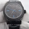 Relógios masculinos por atacado 2813 Automático Mecânico Superfície de safira Bisel de fibra de carbono Relógios de pulso de 36 mm Todos pretos Montre de luxe hanbelson