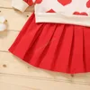 kids Clothing Sets girls outfits Children Love heart print Tops+Pleated skirts 2pcs/set Spring Autumn fashion Valentine's Day baby clothes