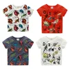 Sommar 2-10 år gammal Barnens födelsedagspresent Kläder Baby Boys Barn Basic Dinosaur Print Kortärmad Tee T-shirt Toppar 210529