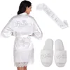 Bride Robe Lace Kimono Mulheres Casamento Smaid S Bachelorette Preparewear 210924