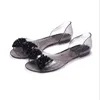 Verão Mulheres Sandálias Nova Borboleta Confortável Planos de Borboleta Sapatos para Mulher Capa Heel Slip em Jelly Shoes Transparente Calçado Y0721