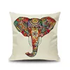 7 stil elefant tryckt kudde fodral härlig tecknad elefanter kuddecase färgglada prärie djur handmålade elefisk dekor sova cover lien