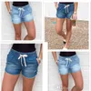 Women Denim Shorts Summer Jeans Trousers Female Mid Waist Loose Jean Washed Drawstring Pants Sexy Leggings 2021