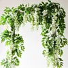 Decoratieve Bloemen Kransen 2m Kunstmatige Rose Ivy Vine Bruiloft Decoratie Real Touch Zijden Bloemenkoord Thuis Hangende Garland Par5817595