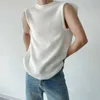 Idefb koreańska moda wszechstronna kamizelka z dzianiny bez rękawów podwójny mankiet kintwear topy białe przyczynowe szykowne odzież męski 9y8281 210918