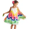 Rainbow Girls Kleidung Party Geburtstag Kleider für Mädchen Prinzessin Kostüm Robe Enfant Fille Kleinkind Mädchen Sommerkleider Q0716