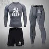 Man Sportkläder Kompression Sports kostym Snabbtorkande Fitness Training MMA Termisk Underkläder Man Jogging Running Clothes 211006