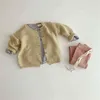 Born Sweater Cardigan Bebê Malha Roupas Infantil Crianças Meninas Meninos Malhas 3 Cores Camisolas Bebê Primavera Chegada 211106