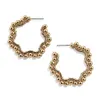 New Design Big Star Meatl Hoop Earrings for Women Trendy Gold Color Beaded Geometric C-shape Statement Earrings Weddings Jewelry