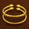 2 pcs Whole Arrived Dubai Fashion Openable 18 k Yellow Solid Fine GF Gold Bangle Trendy Bracelet Jewelry3022289