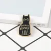 Black Enamel Cat Brooches Button Pins for clothes bag Please Adopt The Badge Of Cartoon Animal Jewelry Gift for friends C33301794