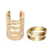 2 Pcs Jewellery:1 Pcs Open Ended Wide Bangle Cuff Fashion & 1 Pcs New Upper Arm Cuff Armlet Armband Bangle Bracelet Q0722