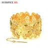 Sunspicems, argélia, algérica, flor, flor, pulseira, punho, pulseira, para, mulheres, ouro, cor, étnico, casamento, jóia, jóia, marrocos, banquet, presente q0719