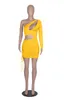 Kobieta Sukienki Y2K z długim rękawem One Piece Sexy Hollow One One Shoulder Fashion Bodycon Solid Color Elementy Bulk Hurtownie Lots K8647