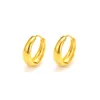 24kt Yellow Solid Fine Gold GF Over Hoop Medium Simple Everyday Wear Earrings For Women 1 Pair