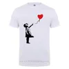 Pływający balon faceci banksy tam nadzieja moda t shirt dla mężczyzn męski krótki rękaw o dekolt bawełna casual t-shirt tshirt 210706