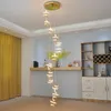 Modern Goud / Chrome Duplex LED Lange Kroonluchter Hanglampen voor Dining Woonkamer Villa Hall Spiral Trap Hotel Lobby Hanglichten