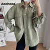 Aacoee mulheres cor sólida jaqueta superdimensed casacos batwing luva girar colar roupa outerwear feminino moda outono