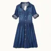 Femmes genou longueur Denim robe automne vêtements grande taille bleu jean robe élégant printemps mince décontracté cowboy robes vestidos X0521