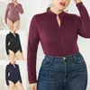 2020 브랜드의 새로운 여성 단단한 긴 소매 탑스 바디 슈트 점퍼 바디 콘 플러스 사이즈 Zippsuit Sheath Bodysuits Y0927