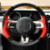 Car Steering Wheel Cover Hand-Stitched Soft Black Genuine Leather Suede For Ford Mustang 2015-2019 Mustang GT 2015