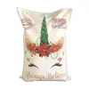 Sac cadeau de fête de Noël Sacs à cordon mignonsCanvas Licorne Santa Sack Décoration de Noël Ornement Santa 2 Styles