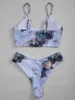 Marmorierung Tie-Dye Frauen Bikini Set 2 Stück Sexy Push Up Badeanzug Bademode Badeanzug Strandkleidung 210621