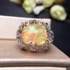 Bagues en grappe Fine Jewelry Real Pure 18 K White Gold AU750 Love 100% Natural Yellow Opal Gemstones 8ct Female For Women Ring Edwi22