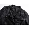 Coat Women Black S-3XL Plus Storlek Faux Läderjacka Vår Höst Koreansk Fashion Short Slim Kläder LR270 210531