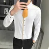 Męskie koszule męskie krawat męski krawat męski Mężczyźni długie rękaw Slim Fit Streetwear Social Solid Solid Color Night Club Party Tuxedo