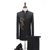 Mäns kostymer blazers blazer män kinesisk tunika kostym set med byxor mens broderi drake kostym sånger stjärnkläder 289w