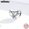 Wostu Heart Lock Bears 100% 925 Стерлингового серебра Love Block Charm Fit Original Подвески Браслет DIY Ювелирные Изделия CQC1538 Q0531