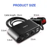 Aluminium Alloy 3 Port USB 2 Way 3.1A Adaptateur d'alimentation Splitter de cigarette LED Red 3.1A Rouge pour smartphone