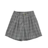 Silm Casual All-Match Soft Plaid Design Shorts Sommar Loose Wide Lep Ropa Mujer Söt Färsk Preppy Style Bottoms 210525