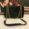 Designer-Marmont Velvet Väskor Handväskor Kvinnor Skulderväska Guldkedjor Handväskor Purses Chain Fashion Crossbody Bag