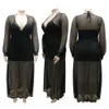 Plus Size Black Sexy Dress Sets Hurtownie Moda Streetwear Mesh Maxi Dresses Women Party Urodziny Club Stroje Kropla 211025