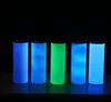 Sublimatie DIY Straight Tumblers 20oz Glow in the Dark Tumbler met lichtgevende verf Luminescerende Magic Skinny Cup