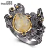 DreamCarnival1989 Amazing Women Rings Rough Stone Wedding Engagement Jewel Strong Character Water Melon Zircon Gun Color WA11787 211217