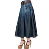 Tiyihailey Spedizione gratuita moda Denim All-Match Skirt Skirt Casual Jeans Gonna elastica Gonna lunga per le donne con cintura S-3XL 210309