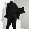 [EAM] Loose Fit Noir Oversize Retour Long Sweat Nouveau Col Haut À Manches Longues Femmes Grande Taille Mode Printemps Automne OA8690 201102
