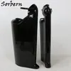 Sorbern Black Wedges Shiny Dress Shoes DIY Bomba Extrema Salto Alto Ankle Strap Open Toe Costume Cores