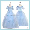 Vestidos para niñas Ropa Bebé, Maternitysnowflake Diamond Disfraces para niños Vestido azul Halloween Baby Girl Butterfly Dress 5 Layers In