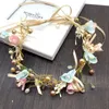 Pinzas para el cabello Pasadores HIMSTORY Diadema de perlas hecha a mano Diadema floral Mujeres Adornos de joyería lindos Corona nupcial Accesorios de boda Regalos