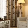 ヨーキストグラムモダンな波状ストライプブラックアウトカーテンのための居間の寝室のキッチン厚さ高級カーテンドレープ家の装飾210913