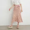 Gullig kawaii temperament chiffong tryck lång kjol sommar japan stil kvinna kjolar trumpet elegant kontor damer hög midja faldas 210525